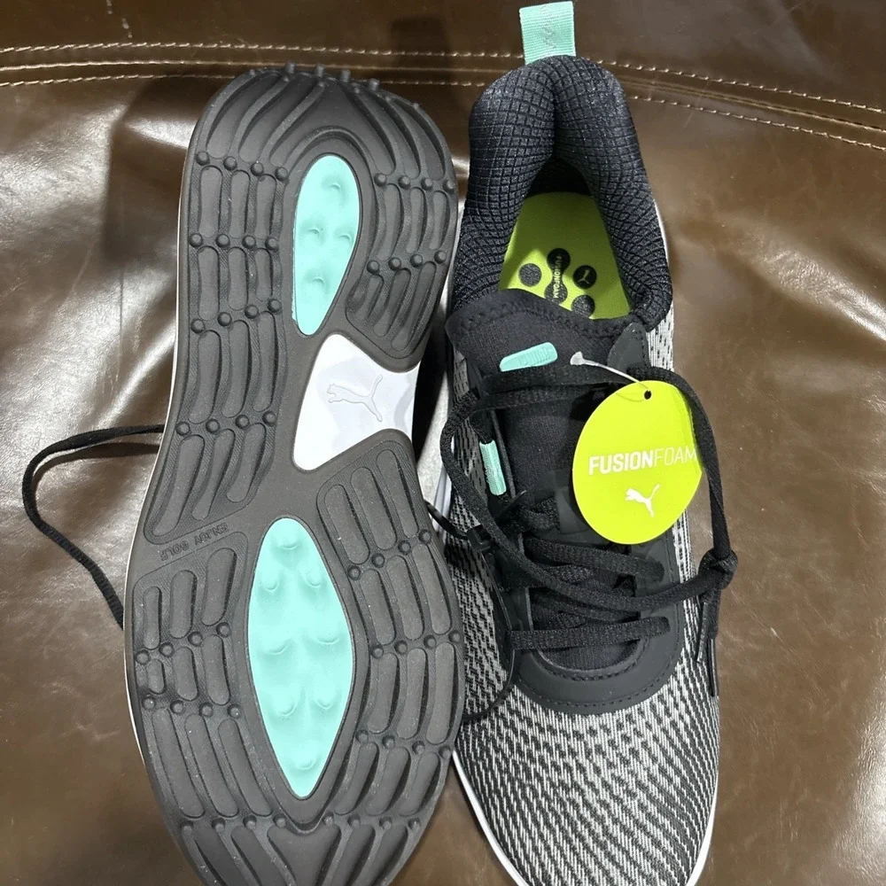 Fusion Crush Sport Golf Shoes, Women's Size 9.5, Black Ash/Mint